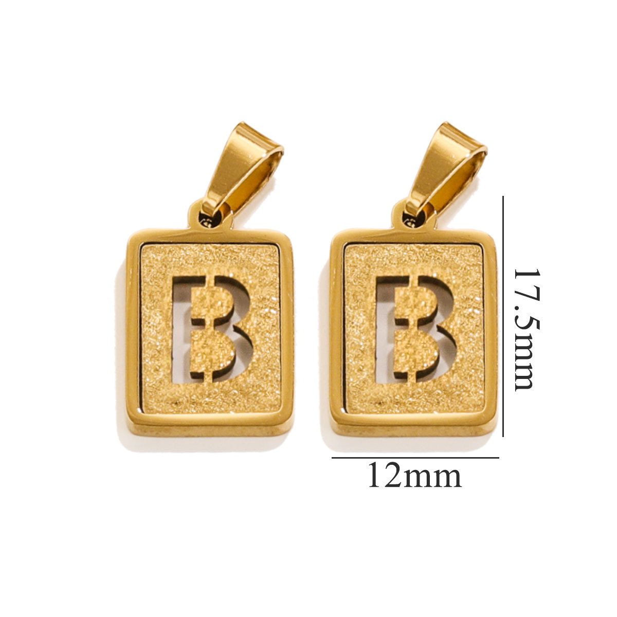 Gold color / 1 Piece Simple Fashionable Style Square Letter B Shape Titanium Steel  Gold Color Unisex Pendant Picture2